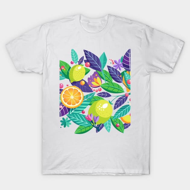 Funny Lemon leaves floral pattern fresh green lime citrus fruit exotic Lemonade, Neon Lemon, Tropical Summer Party gifts vintage decoration T-Shirt by sofiartmedia